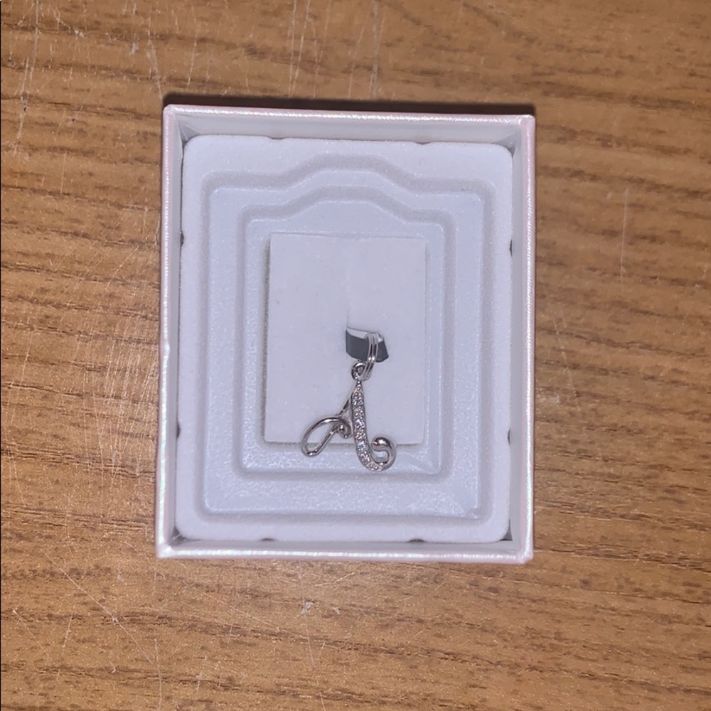 Zirconia “A” bracelet charm in sterling silver